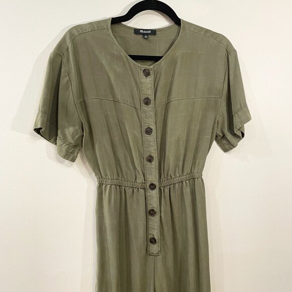 EUC Madewell Lyocell Wide Leg Jumpsuit Kale Green XS $135 (No Belt) - Picture 4 of 7